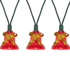40-Count Musical Bells Multi-Function Christmas Lights, 13ft Green Wire Novelty