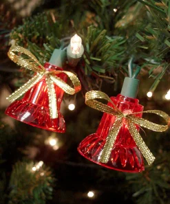 40-Count Musical Bells Multi-Function Christmas Lights, 13ft Green Wire Novelty
