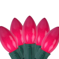 Best 25-Count Opaque Fuchsia Pink C9 Christmas Light Set, 24ft Green Wire C7 & C9 Lights