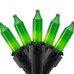 Online 50-Count Opaque Green Mini Christmas Light Set- 24.5ft, Black Wire Incandescent
