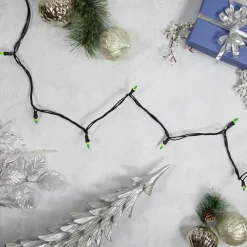 Online 50-Count Opaque Green Mini Christmas Light Set- 24.5ft, Black Wire Incandescent