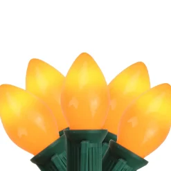 Clearance 25-Count Opaque Orange C7 Christmas Light Set, 24ft Green Wire C7 & C9 Lights