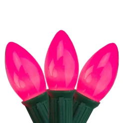 Best 25-Count Opaque Pink C9 Mini Christmas Light Set, 24ft Green Wire C7 & C9 Lights
