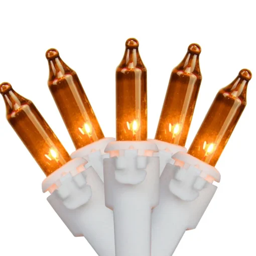 35-Count Orange Mini Christmas Light Set, 7ft White Wire Incandescent