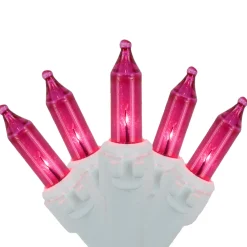 Online 35-Count Pink Mini Christmas Light Set, 7ft White Wire Incandescent