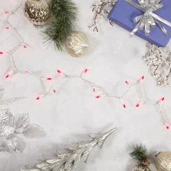 Online 35-Count Pink Mini Christmas Light Set, 7ft White Wire Incandescent