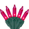Best 50-Count Pink Mini Christmas Light Set - 10' Green Wire Incandescent