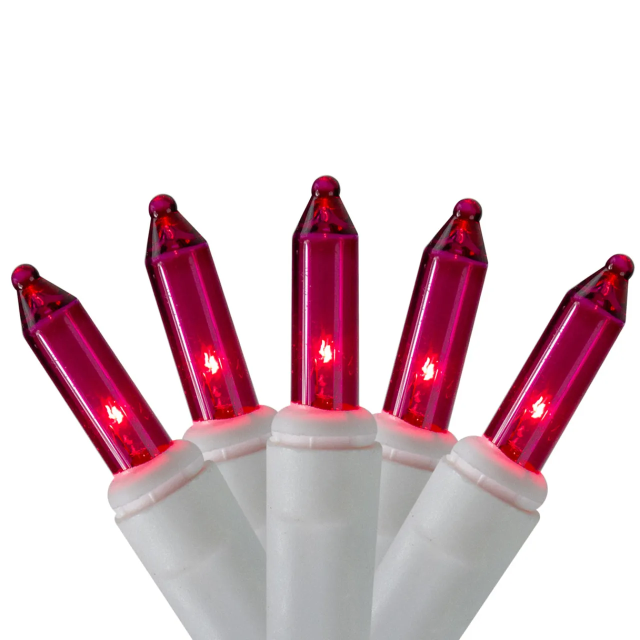 100-Count Pink Mini Icicle Christmas Lights, 4.6ft White Wire Icicles