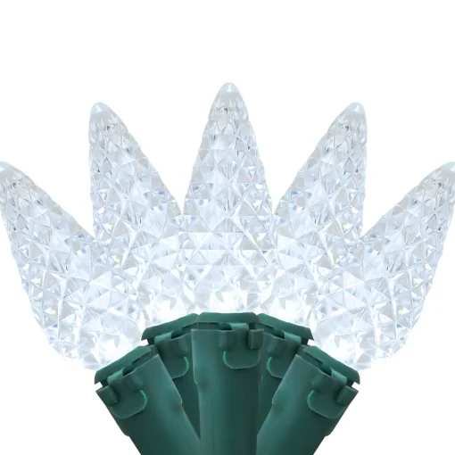 Online 200-Count Pure White LED Faceted C6 Christmas Lights, 66.25 ft Green Wire C5 & C6 Lights