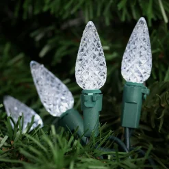 Online 200-Count Pure White LED Faceted C6 Christmas Lights, 66.25 ft Green Wire C5 & C6 Lights