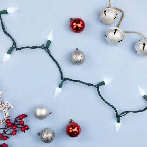Online 200-Count Pure White LED Faceted C6 Christmas Lights, 66.25 ft Green Wire C5 & C6 Lights