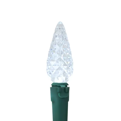 Online 200-Count Pure White LED Faceted C6 Christmas Lights, 66.25 ft Green Wire C5 & C6 Lights