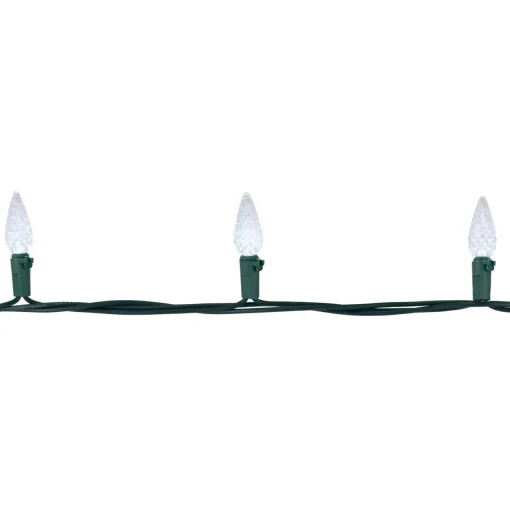 Online 200-Count Pure White LED Faceted C6 Christmas Lights, 66.25 ft Green Wire C5 & C6 Lights
