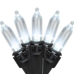 Outlet 100-Count Pure White LED Mini Christmas Lights, 33 ft, Black Wire Led