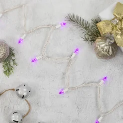 Online 50-Count Purple LED Mini Christmas Lights, 16.25 ft White Wire Led