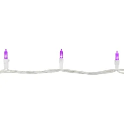 Online 50-Count Purple LED Mini Christmas Lights, 16.25 ft White Wire Led