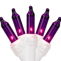 Hot 35-Count Purple Mini Christmas Light Set, 7ft White Wire Incandescent