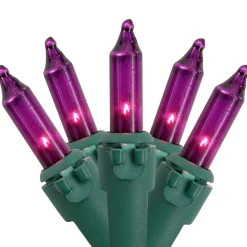 New 50-Count Purple Mini Christmas Light Set, 10ft Green Wire Incandescent