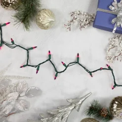 New 50-Count Purple Mini Christmas Light Set, 10ft Green Wire Incandescent