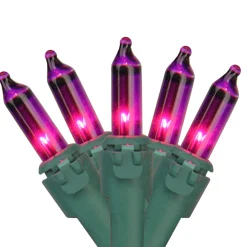 Sale 35-Count Purple Mini Christmas Lights, 7ft Green Wire Incandescent