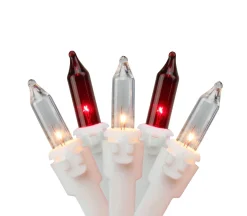 Online 35-Count Red and Clear Mini String Christmas Light Set, 7ft White Wire Incandescent