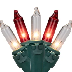 Hot 100-Count Red and Clear Mini Christmas Light Set, 20.25ft Green Wire Incandescent