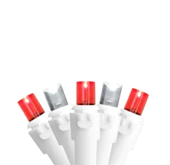 Discount 100-Count Red and Pure White LED Wide Angle Icicle Christmas Lights - 5.5ft White Wire Icicles
