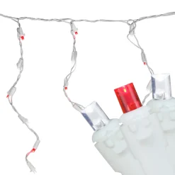 Discount 100-Count Red and Pure White LED Wide Angle Icicle Christmas Lights - 5.5ft White Wire Icicles