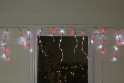 Discount 100-Count Red and Pure White LED Wide Angle Icicle Christmas Lights - 5.5ft White Wire Icicles