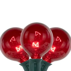 Discount 10-Count Red G50 Globe Christmas Patio Lights- 9ft, Green Wire Globes