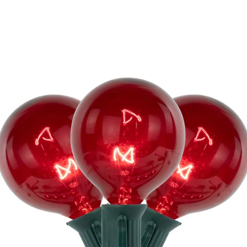 Discount 10-Count Red G50 Globe Christmas Patio Lights- 9ft, Green Wire Globes