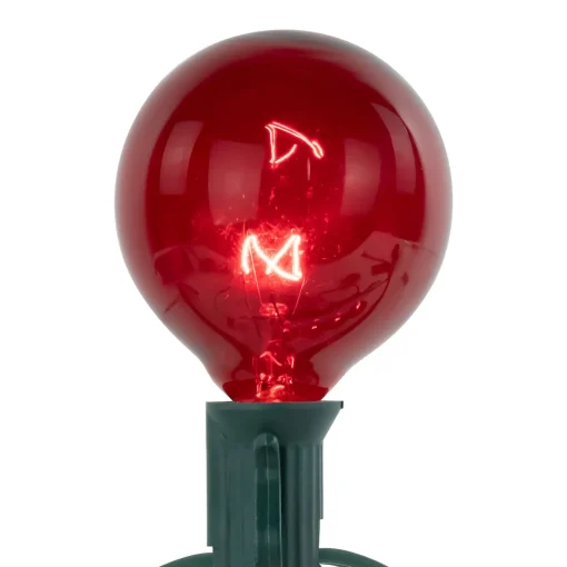 Discount 10-Count Red G50 Globe Christmas Patio Lights- 9ft, Green Wire Globes