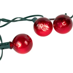 Discount 10-Count Red G50 Globe Christmas Patio Lights- 9ft, Green Wire Globes