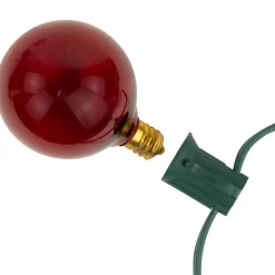 Discount 10-Count Red G50 Globe Christmas Patio Lights- 9ft, Green Wire Globes