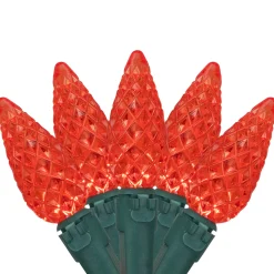 Sale 70-Count Red LED Faceted C6 Christmas Light Set, 23ft Green Wire C5 & C6 Lights