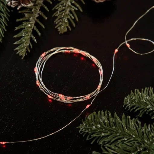 Discount 20-Count Red LED Micro Fairy Christmas Lights - 6ft, Copper Wire Fairys