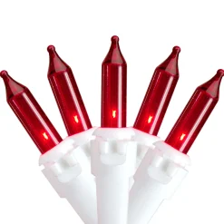 Online 35-Count Red Mini Christmas Light Set, 7ft White Wire Incandescent