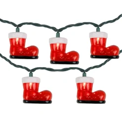 Hot 10-Count Santa's Boots Christmas Light Set, 7.5ft Green Wire Novelty