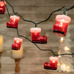 Hot 10-Count Santa's Boots Christmas Light Set, 7.5ft Green Wire Novelty