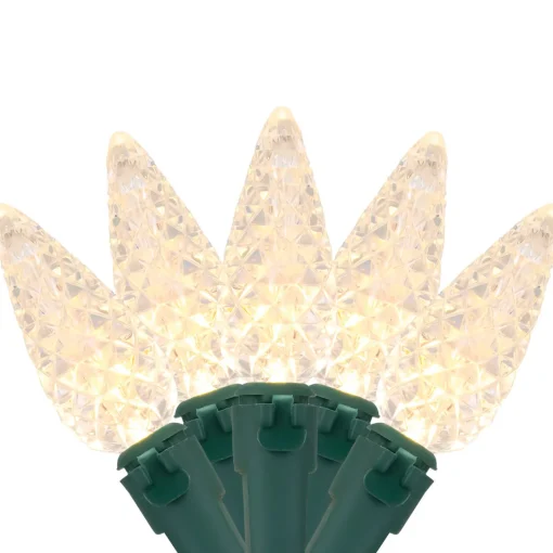 Best 200-Count Warm White LED Faceted C6 Christmas Lights, 66.25 ft Green Wire C5 & C6 Lights