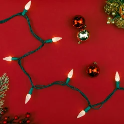 Best 200-Count Warm White LED Faceted C6 Christmas Lights, 66.25 ft Green Wire C5 & C6 Lights