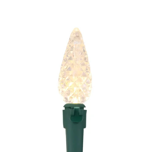 Best 200-Count Warm White LED Faceted C6 Christmas Lights, 66.25 ft Green Wire C5 & C6 Lights