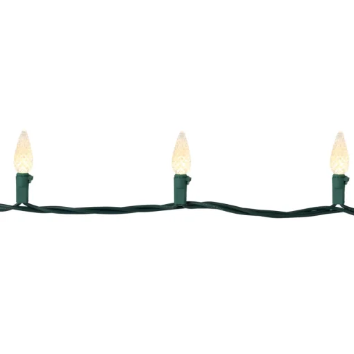 Best 200-Count Warm White LED Faceted C6 Christmas Lights, 66.25 ft Green Wire C5 & C6 Lights