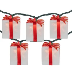 Online 10-Count White and Red Christmas Present Light Set- 7.5ft, Green Wire Novelty