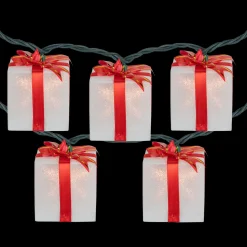 Online 10-Count White and Red Christmas Present Light Set- 7.5ft, Green Wire Novelty