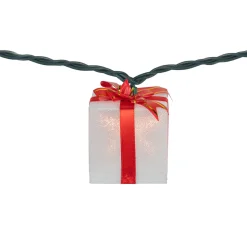 Online 10-Count White and Red Christmas Present Light Set- 7.5ft, Green Wire Novelty