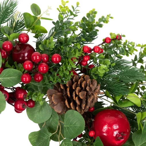 Online Crabapple and Berries Boxwood and Pine Artificial Christmas Wreath - 26" - Unlit Unlit