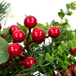 Online Crabapple and Berries Boxwood and Pine Artificial Christmas Wreath - 26