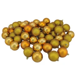 Hot 60ct Antique Gold Shatterproof 4-Finish Christmas Ball Ornaments 2.5" (60mm) Shatterproof Balls|Ball Ornaments