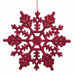 Clearance 24ct Berry Pink Glitter Snowflake Christmas Ornaments 4" (100mm) Icicles|Snowflakes